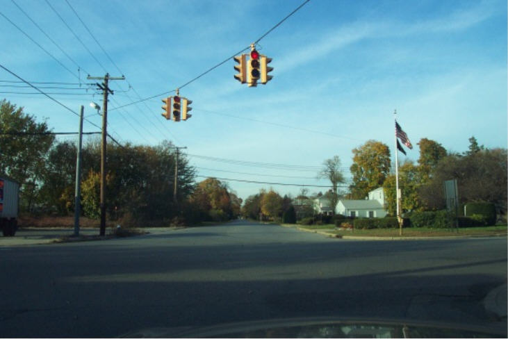 Street lights, empty road